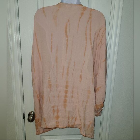 Mustard seed Peach Tie-Dye Kimono Cardigan - Picture 2 of 4